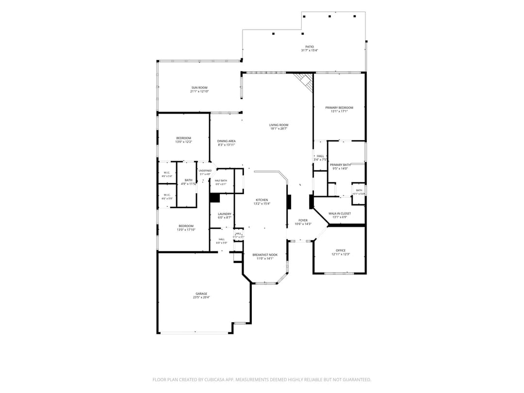 Floor plan for 6585 Vickery Post Lane, Cumming GA — single-level ranch layout