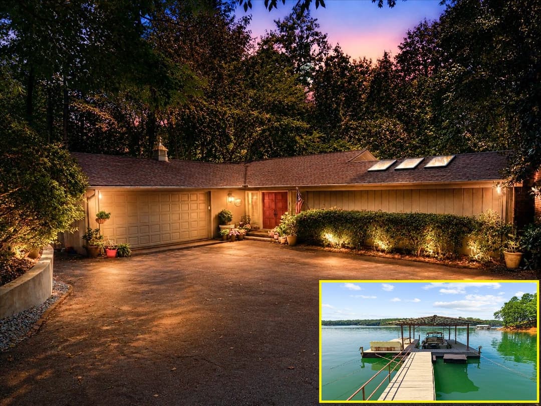 7865 Robin Rd — twilight exterior composite with covered dock inset
