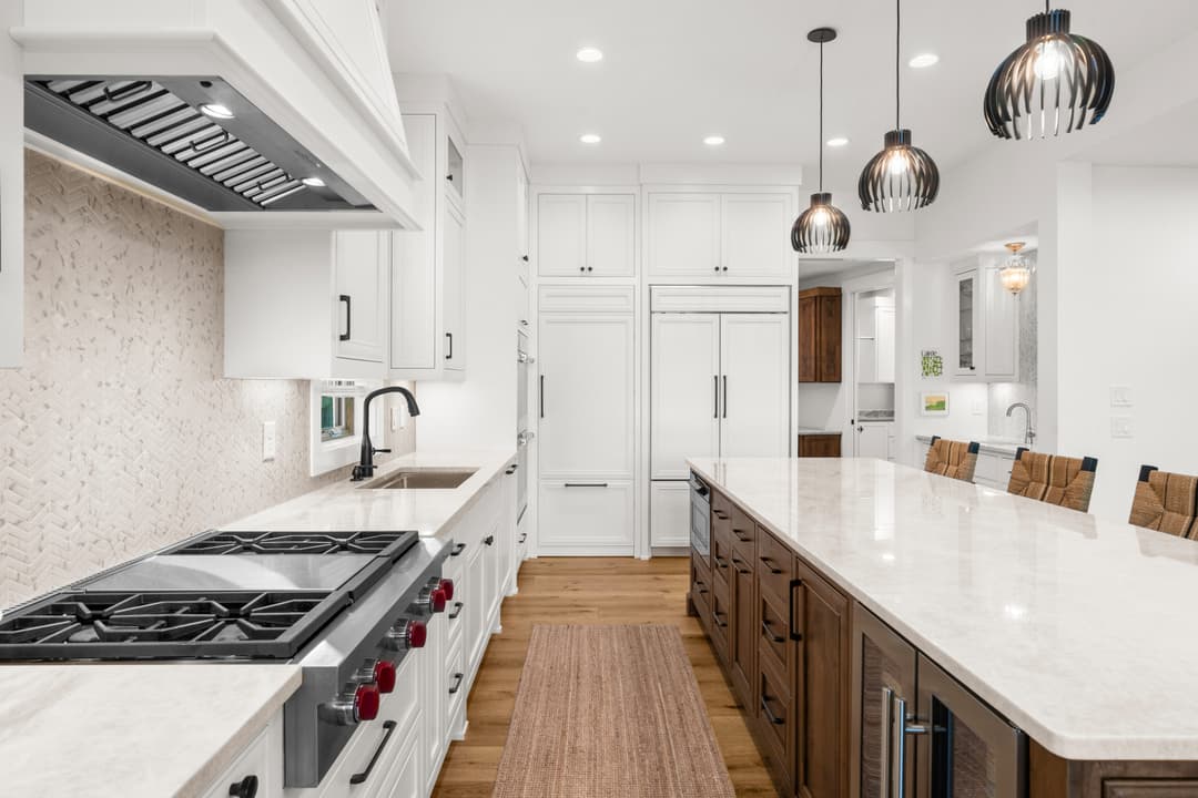 Pantry detail with custom millwork and integrated counter space