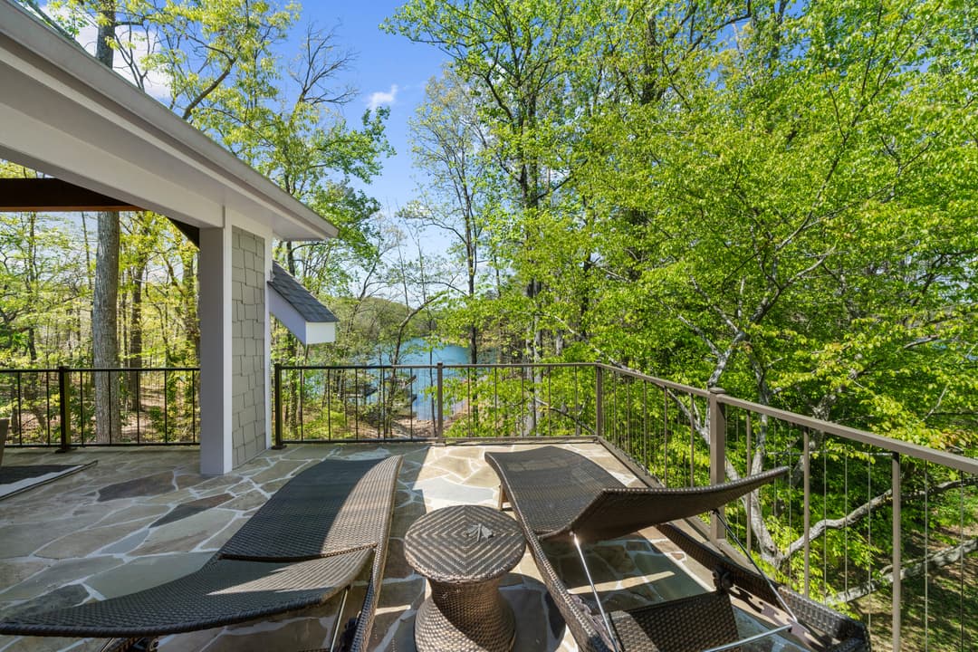 Path from the lawn down to the private single-slip party deck dock