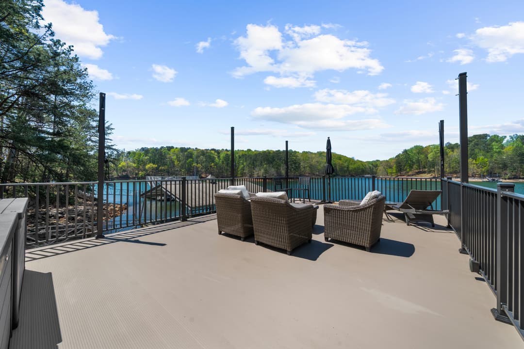 Deep-water boat slip with mountain backdrop on Lake Lanier