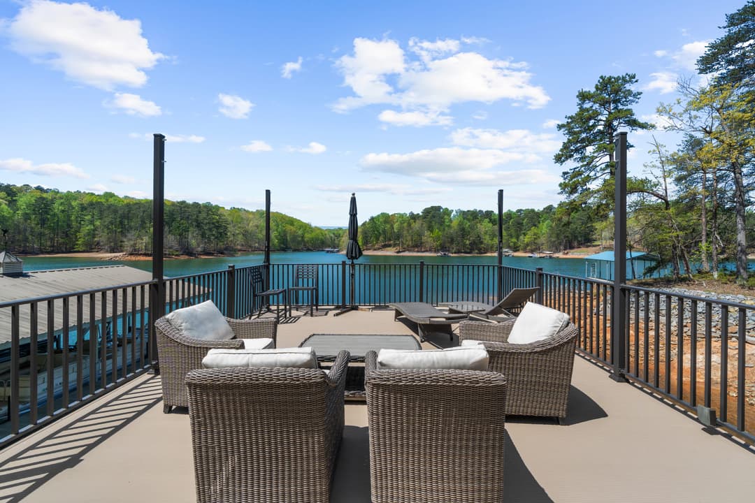 Party deck on the dock with lounge seating