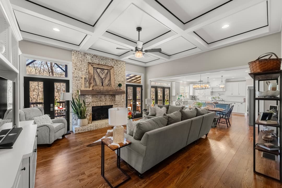 09. Cozy up in the grand living room which has 11 foot coffered ceilings scaled at 6880 nantucket cove