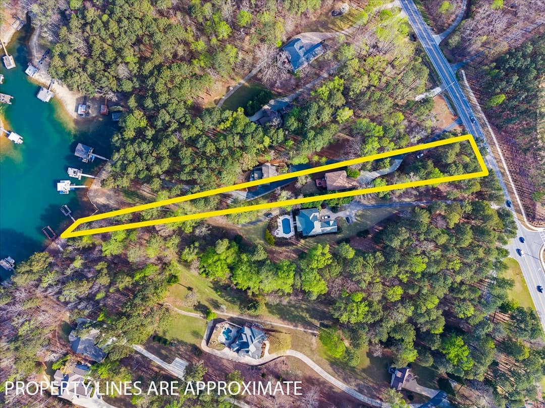 Aerial view of Lake Lanier cove behind the property