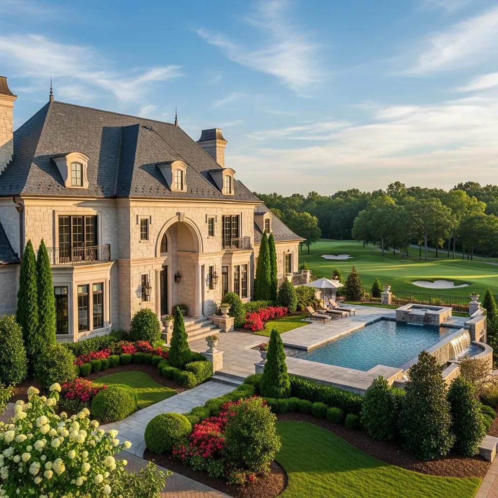 Gated residential streetscape in Country Club of the South, Johns Creek GA