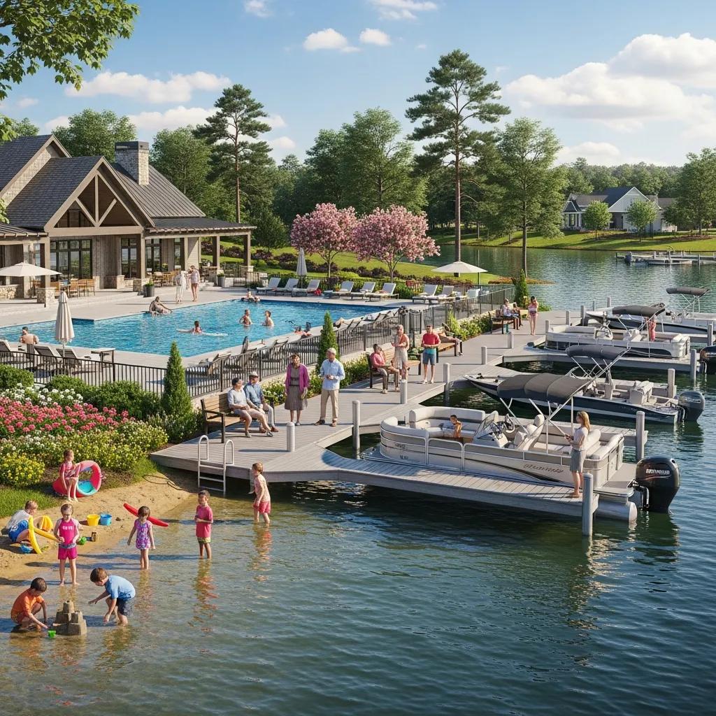 Families enjoying a boating community on Lake Lanier with water activities