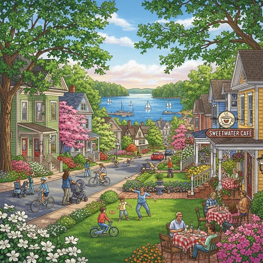 Charming neighborhoods in Gainesville GA with homes and greenery