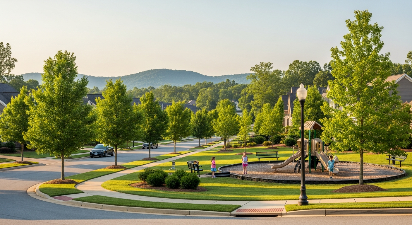 Best Neighborhoods in Cumming GA for Families — tree-lined streets in Forsyth County
