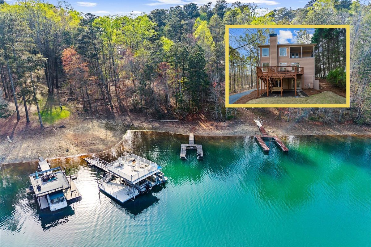 Rear of home viewed from the dock, Lake Lanier waterfront